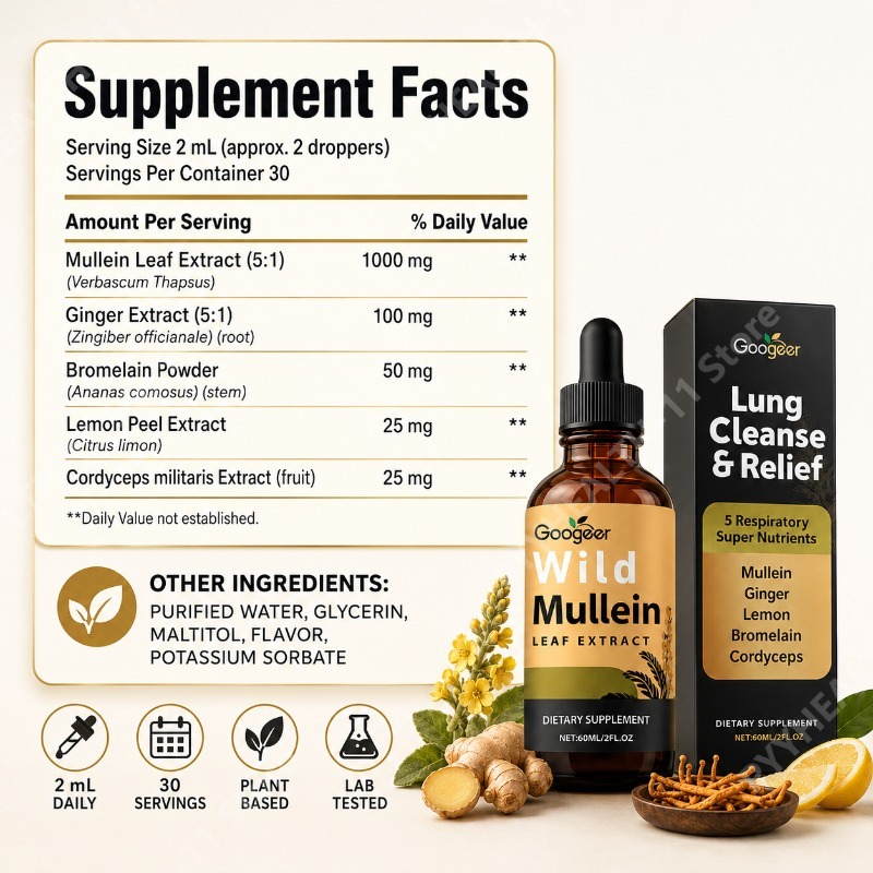 Gotas Líquidas de Mullein, Mis - Herbal Wellness avaliação e preço